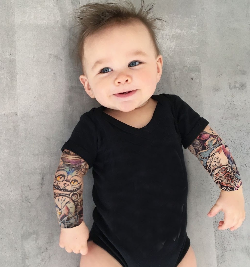 Rock Baby | Body Bebê com Manguinha Tatoo Rock Colorida