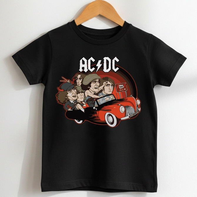 Camiseta Infantil Rock AC/DC Car preta