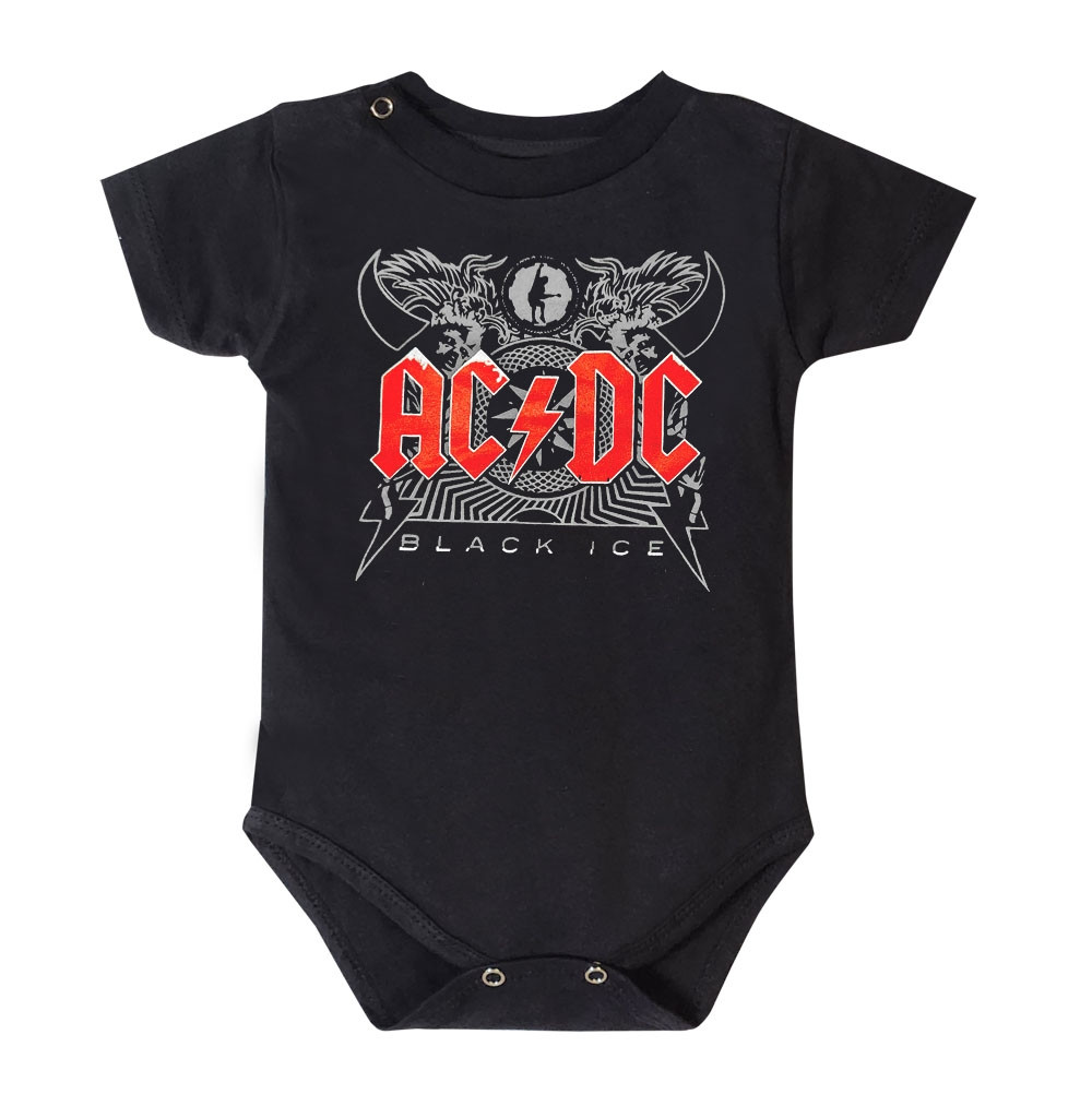 Body Bebê Rock AC/DC Preto