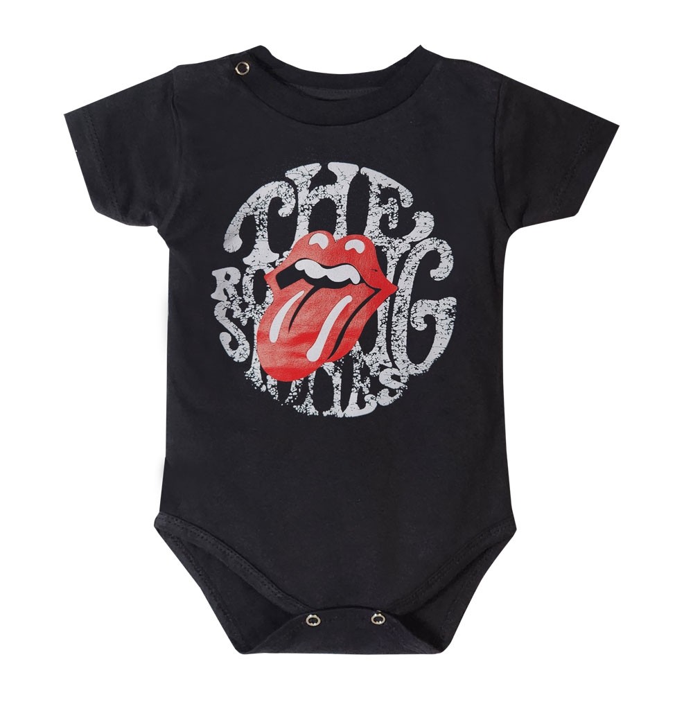 Body Bebê Rock The Rolling Stones Preto