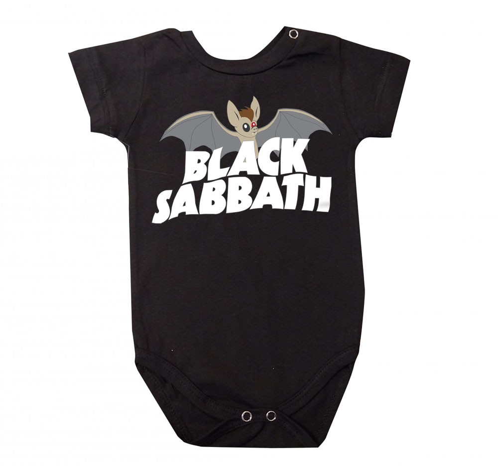 Body Bebê Rock Black Sabbath Bat Preto