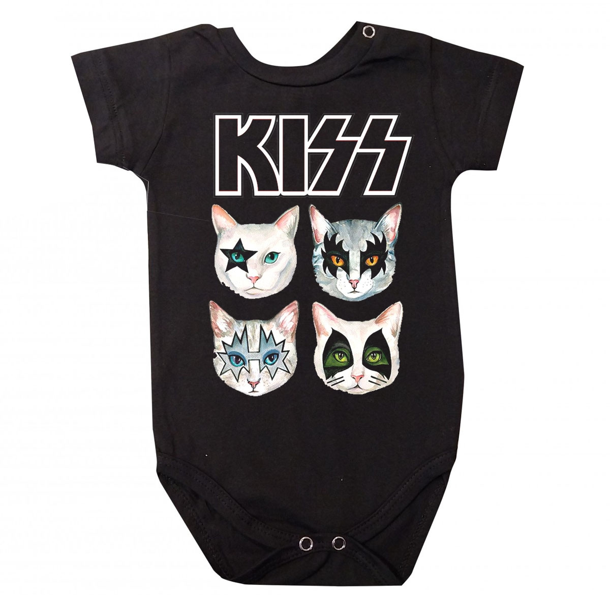 Body Bebê Rock Kiss Cat Preto