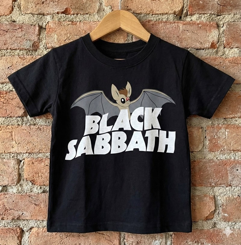 Camiseta Infantil Rock Black Sabbath Bat Preto