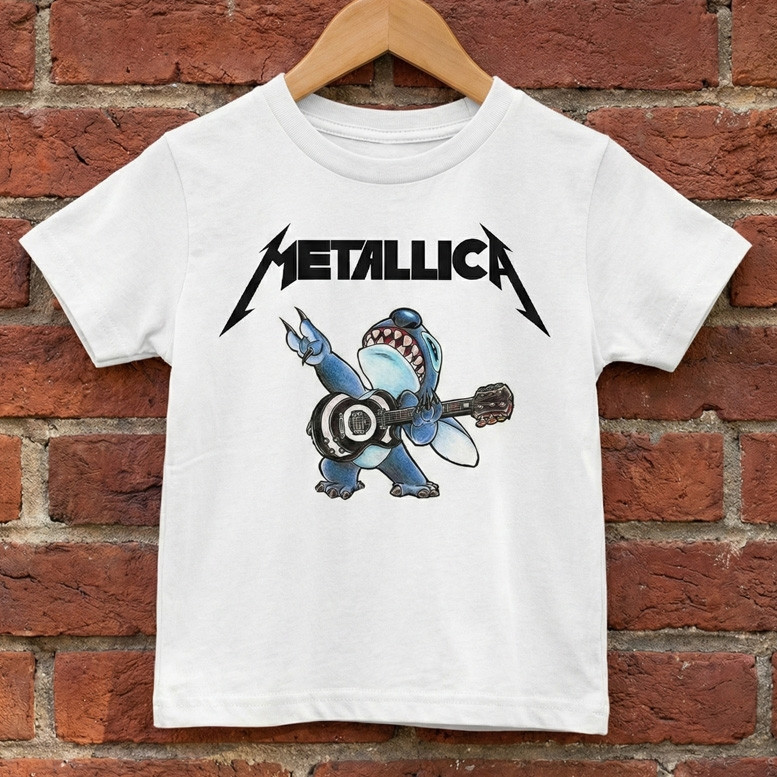 Camiseta Infantil Rock Metallica Stitch