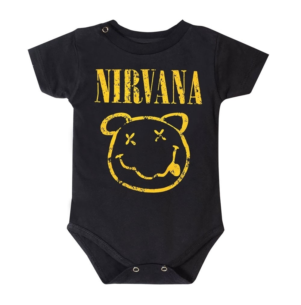 Body Bebê Rock Nirvana preto