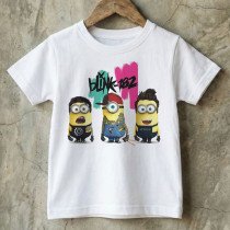 Camiseta Infantil Rock Baby Black Blink 182 Minions