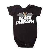 Body Bebê Rock Black Sabbath Bat Preto