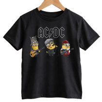 Camiseta Infantil Rock AC/DC Minions - Preta