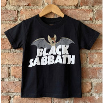 Camiseta Infantil Rock Black Sabbath Bat Preto