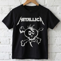 Camiseta Infantil Rock Metallica caveira preta