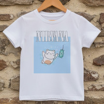 Camiseta Infantil Rock Nirvana Gato