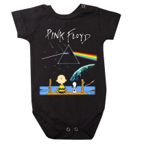Body Bebê Rock Pink Floyd Snoopy Preto