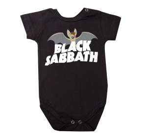 Body Bebê Rock Black Sabbath Bat Preto