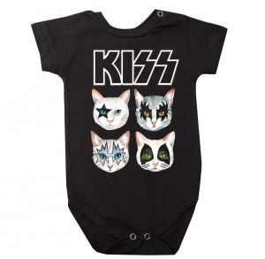 Body Bebê Rock Kiss Cat Preto