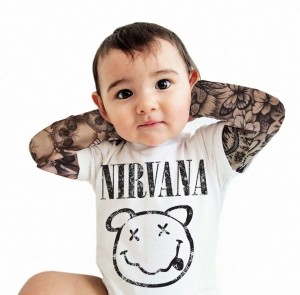 Body Bebê Rock Nirvana Tatoo Branco