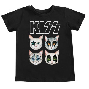 Camiseta Infantil Rock Kiss Cat preta
