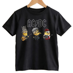 Camiseta Infantil Rock AC/DC Minions - Preta