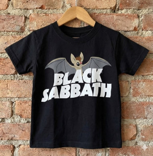 Camiseta Infantil Rock Black Sabbath Bat Preto