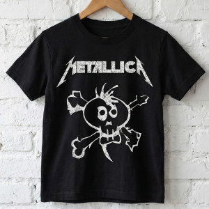 Camiseta Infantil Rock Metallica caveira preta