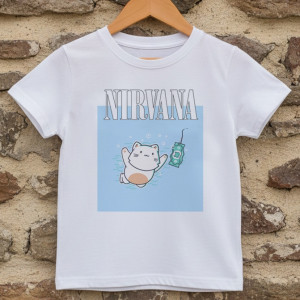 Camiseta Infantil Rock Nirvana Gato