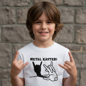 Camiseta Infantil Rock Metal Easter - Coelho