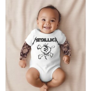 Body Bebê Rock Metallica Tatoo Branco
