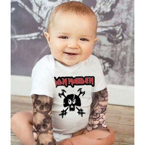 Body Bebê Rock Iron Maiden Tatoo Branco