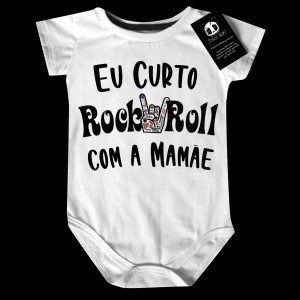 Body Bebê Rock eu Curto rock com a Mamãe