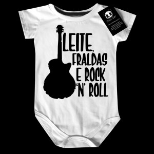 Body Bebê Rock Leite Fraldas e Rock n Roll
